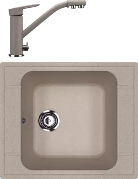 Комплект Мойка кухонная Ulgran U-604 -302 песочная + Смеситель U-010 -302 песочный