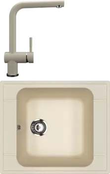 Комплект Мойка кухонная Ulgran U-604 -328 бежевая + Смеситель U-022 бежевый
