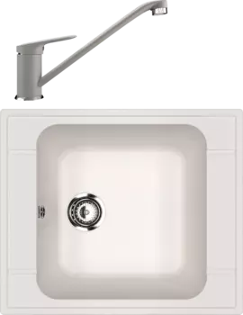 Комплект Мойка кухонная Ulgran U-604 -331 белая + Смеситель U-004 -331 белый