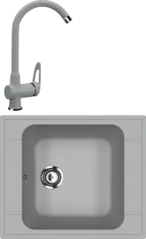 Комплект Мойка кухонная Ulgran U-604 -342 графит + Смеситель U-006 -342 графитовый