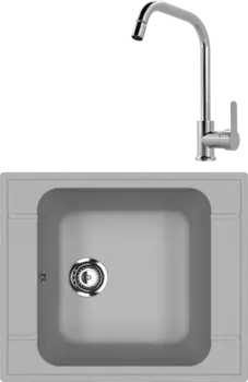 Комплект Мойка кухонная Ulgran U-604 -342 графит + Смеситель MEGA City MG- ZRV104 хром