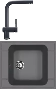 Комплект Мойка кухонная Ulgran U-604 -343 антрацит + Смеситель U-022 антрацит