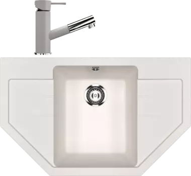 Комплект Мойка кухонная Ulgran U-609 -331 белая + Смеситель U-009 -331 белый