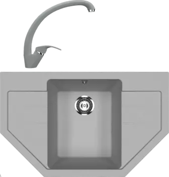 Комплект Мойка кухонная Ulgran U-609 -342 графит + Смеситель U-007 -342 графитовый