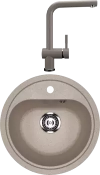 Комплект Мойка кухонная Ulgran U-700 -302 песочная + Смеситель U-022 песочный