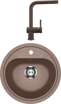 Комплект Мойка кухонная Ulgran U-700 -307 терракот + Смеситель U-022 терракот