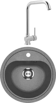 Комплект Мойка кухонная Ulgran U-700 -309 темно-серая + Смеситель MEGA Didim MG-CM107 хром