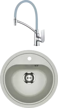 Комплект Мойка кухонная Ulgran U-700 -310 серая + Смеситель Haiba HB72505 хром, серый