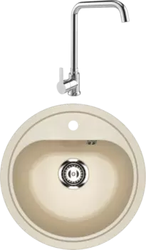 Комплект Мойка кухонная Ulgran U-700 -328 бежевая + Смеситель MEGA Ege MG-PL10 хром