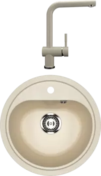 Комплект Мойка кухонная Ulgran U-700 -328 бежевая + Смеситель U-022 бежевый