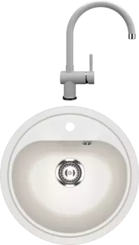 Комплект Мойка кухонная Ulgran U-700 -341 ультра-белая + Смеситель U-021 белый