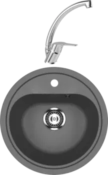 Комплект Мойка кухонная Ulgran U-700 -343 антрацит + Смеситель MEGA Mega MG-BMK016 хром