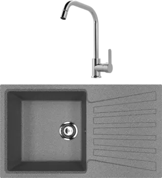 Комплект Мойка кухонная Ulgran U-703 -309 темно-серая + Смеситель MEGA City MG- ZRV104 хром