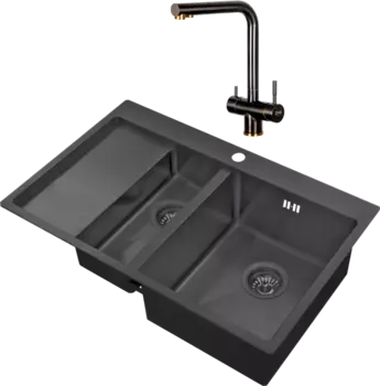 Комплект Мойка кухонная Zorg Inox PVD 5178-2-R grafit + Смеситель Inox SZR-7039 BR/GRAFIT бронза графит