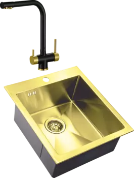 Комплект Мойка кухонная Zorg Inox PVD Inox Pvd SZR-4551 bronze + Смеситель Sanitary ZR 348 YF BLACK BRONZE