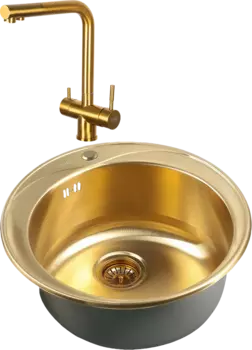 Комплект Мойка кухонная Zorg Inox Pvd SZR-510/205 Bronze + Смеситель SZR-7039 BRONZE бронза