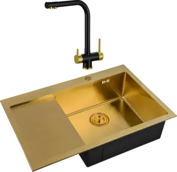 Комплект Мойка кухонная Zorg Inox Pvd SZR-7851-R Bronze + Смеситель Sanitary ZR 348 YF BLACK BRONZE