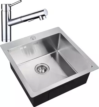 Комплект Мойка кухонная Zorg Inox R 5151 + Смеситель для кухни Domaci Равенна EC 3012 хром