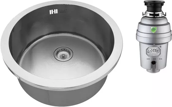 Комплект Мойка кухонная Zorg Inox RX ZR-500 + Измельчитель отходов Zorg Inox D ZR-75 D