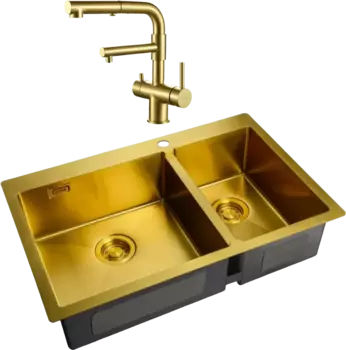 Комплект Мойка кухонная Zorg Light + Смеситель Sanitary SZR-3216 Bronze бронза