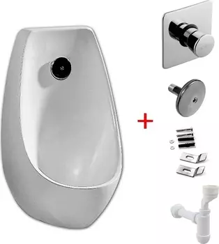 Комплект Писсуар Jika Domino 4110.1 подвесной, с отверстием для распылителя + Смывное устройство для писсуаров E.C.A. 102111075 автоматическое + Монт