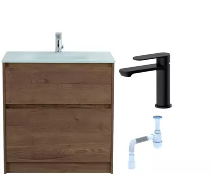 Комплект: Тумба с раковиной BelBagno Kraft 80 напольная + Смеситель для раковины Haiba HB10590-7, черный + Сифон АниПласт 533317 + SNPHB10590-7 + C2015xrv