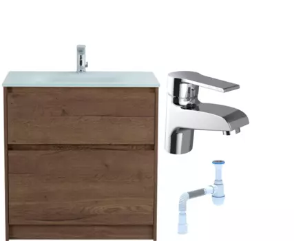 Комплект: Тумба с раковиной BelBagno Kraft 80 напольная + Смеситель Agger Right A2902100 для раковины, хром + Сифон АниПласт 533317 + SNPA2902100 + C2015xrv