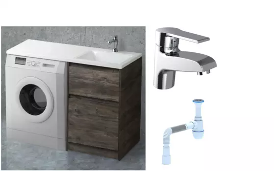 Комплект: Тумба с раковиной BelBagno Kraft -LVD 60 pino pasadena R, напольная + Смеситель Agger Right A2902100 для раковины, хром + Сифон АниПласт 492165 + SNPA2902100 + C2015xrv
