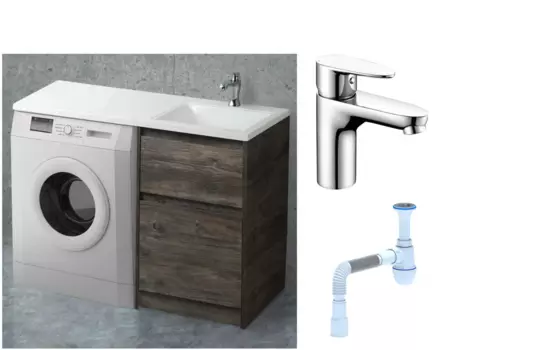 Комплект: Тумба с раковиной BelBagno Kraft -LVD 60 pino pasadena R, напольная + Смеситель Wasserkraft Leine 3503 для раковины, хром + Сифон АниПласт 492165 + SNP3503 + C2015xrv