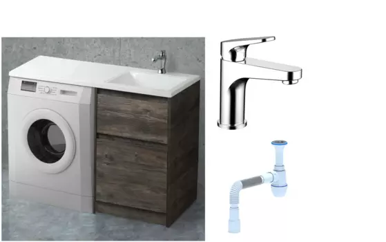 Комплект: Тумба с раковиной BelBagno Kraft -LVD 60 pino pasadena R, напольная + Смеситель Bravat Eler F1191238CP-RUS для раковины однорычажный, хром + Сифон АниПласт 492165 + SNPF1191238CP-RUS + C2015xrv