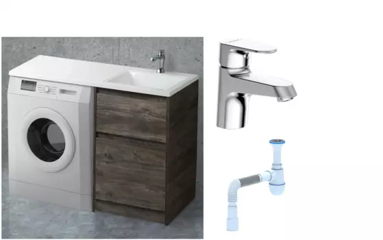 Комплект: Тумба с раковиной BelBagno Kraft -LVD 60 pino pasadena R, напольная + Смеситель Bravat Alfa F1120178CP для раковины, хром + Сифон АниПласт 492165 + SNPF1120178CP + C2015xrv