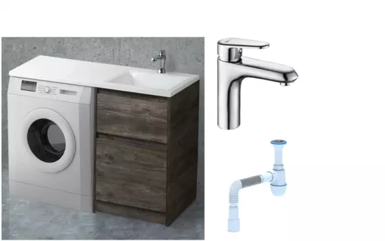 Комплект: Тумба с раковиной BelBagno Kraft -LVD 60 pino pasadena R, напольная + Смеситель Lemark Point LM0306C для раковины, хром + Сифон АниПласт 492165 + SNPLM0306C + C2015xrv