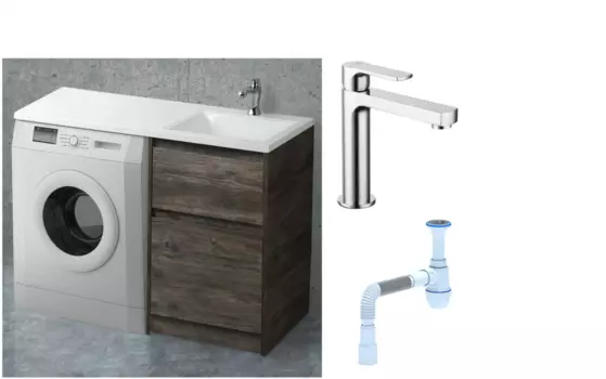 Комплект: Тумба с раковиной BelBagno Kraft -LVD 60 pino pasadena R, напольная + Смеситель Lemark plus Grace LM1537C для раковины, хром + Сифон АниПласт 492165 + SNPLM1537C + C2015xrv