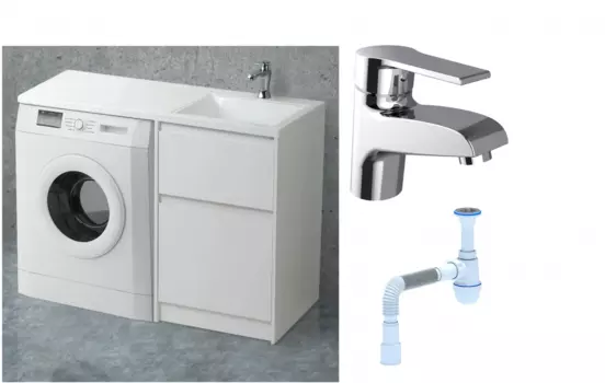 Комплект: Тумба с раковиной BelBagno Kraft -LVD 60 bianco opaco R, напольная + Смеситель Agger Right A2902100 для раковины, хром + Сифон АниПласт 492883 + SNPA2902100 + C2015xrv