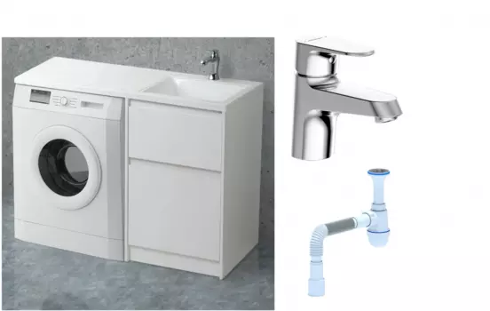 Комплект: Тумба с раковиной BelBagno Kraft -LVD 60 bianco opaco R, напольная + Смеситель Bravat Alfa F1120178CP для раковины, хром + Сифон АниПласт 492883 + SNPF1120178CP + C2015xrv