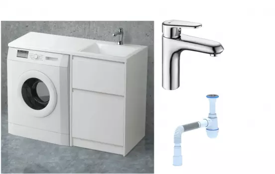 Комплект: Тумба с раковиной BelBagno Kraft -LVD 60 bianco opaco R, напольная + Смеситель Lemark Point LM0306C для раковины однорычажный, хром + Сифон АниПласт 492883 + SNPLM0306C + C2015xrv