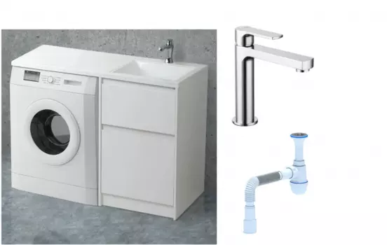 Комплект: Тумба с раковиной BelBagno Kraft -LVD 60 bianco opaco R, напольная + Смеситель Lemark plus Grace LM1537C для раковины, хром + Сифон АниПласт 492883 + SNPLM1537C + C2015xrv