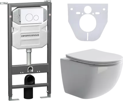 Комплект Унитаз подвесной Ceramica Nova Forma CN3009 + Система инсталляции для унитазов Envision CN1001W с кнопкой смыва и шумоизоляционной панелью CN3009_1001W_1000