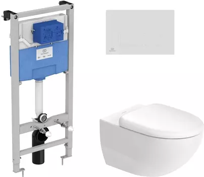 Комплект Унитаз подвесной Duravit Architec 45720900A1 + Система инсталляции для унитазов Ideal Standard Prosys Frame 120 M R020467 + Кнопка смыва Ide