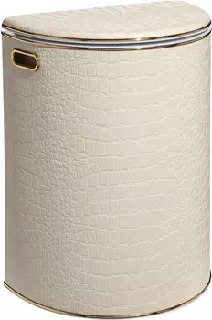 Корзина для белья Geralis KLG-O полукруглая, бежевая, кант золото