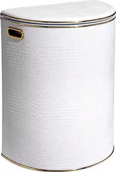 Корзина для белья Geralis KWG-O полукруглая, белая, кант золото