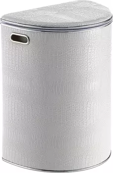 Корзина для белья Geralis KWH-O полукруглая, белая, кант хром