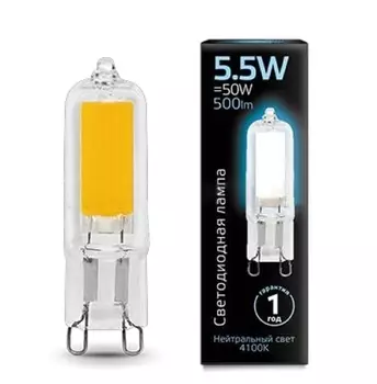Лампа cветодиодная G9 5.5W 4100K колба прозрачная 107809205