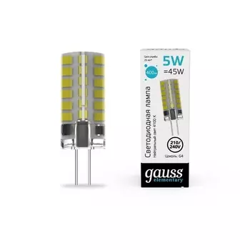 Лампа cветодиодная Gauss G4 5W 4100K прозрачная 18025 /18025