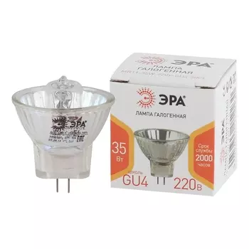 Лампа галогенная ЭРА GU4 35W 3000K прозрачная GU4-MR11-35W-220V-30 CL Б0044094