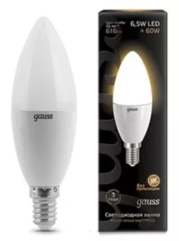 Лампа светодиодная E14 6.5W 2700К свеча матовая 103101107