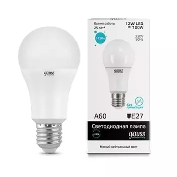 Лампа светодиодная E27 12W 4100K груша матовая 23222 /23222