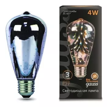 Лампа светодиодная E27 4W RGB колба разноцветная 147802404