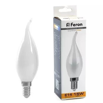 Лампа светодиодная Feron E14 15W 2700K Свеча на ветру Матовая 38260 /38260