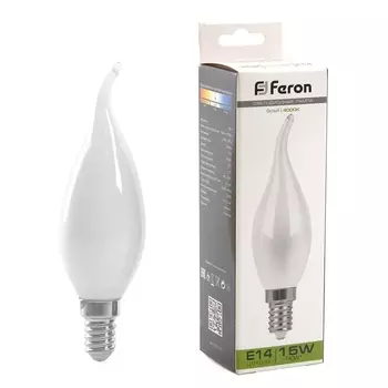 Лампа светодиодная Feron E14 15W 4000K Свеча на ветру Матовая 38262 /38262
